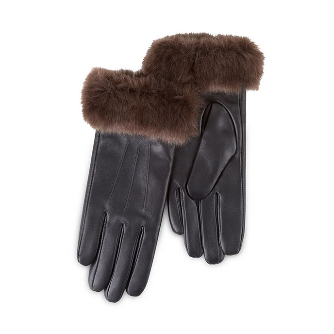 leather gloves with faux fur