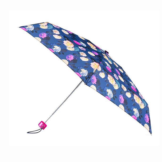 totes Compact Round Photographic Floral Print Umbrella (5 Section