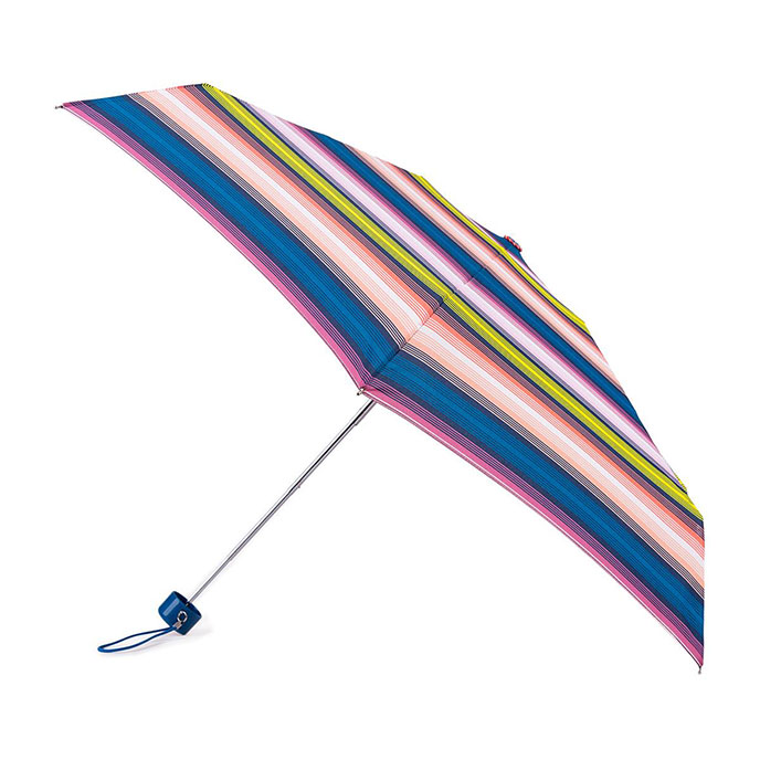 totes Compact Round Affinity Stripe Print Umbrella (5 Section)