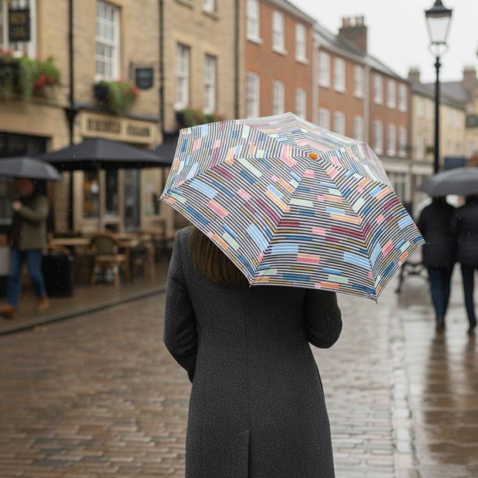 totes® Compact Flat Colour Block Stripe Print Umbrella ( 5 Section )