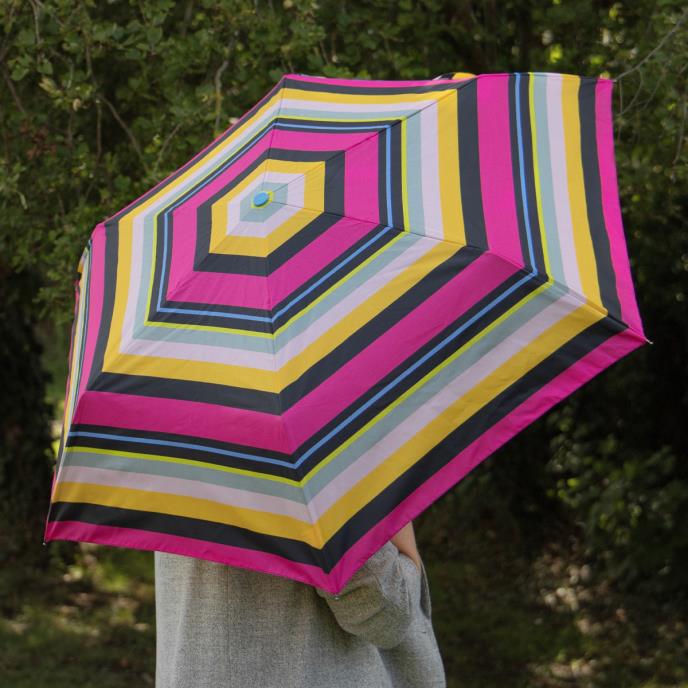 totes® Supermini Magenta Block Stripe Print Umbrella (3 Section)