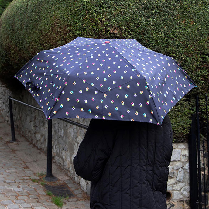 totes® Compact Round French Flowers Print Umbrella (5 Section)