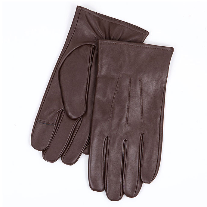 Isotoner Mens Smartouch 3 Point Gloves Brown