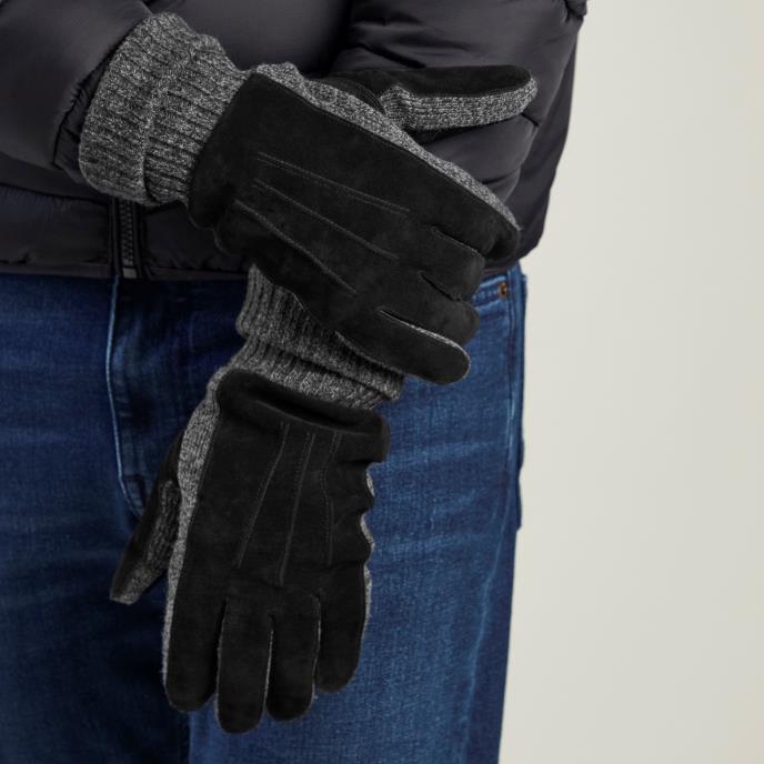 Isotoner® Mens Suede Glove With Knit Cuff Black