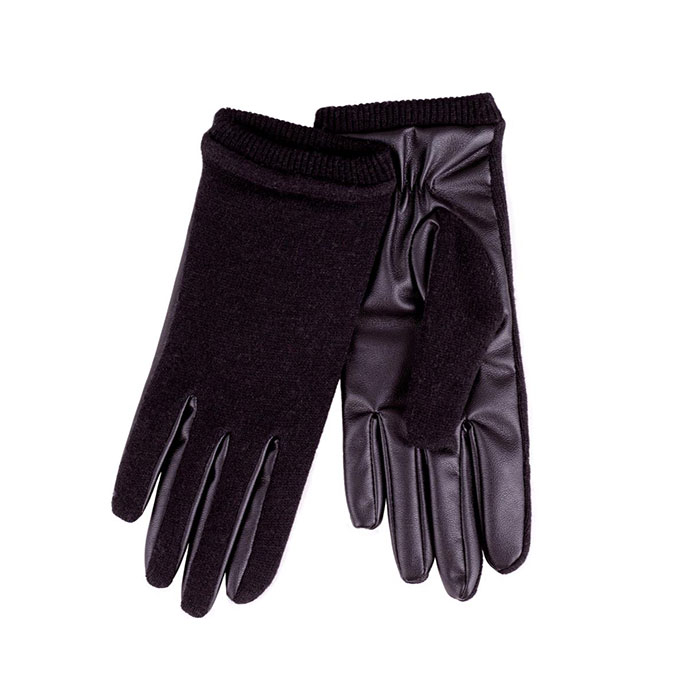 knit gloves with leather palms