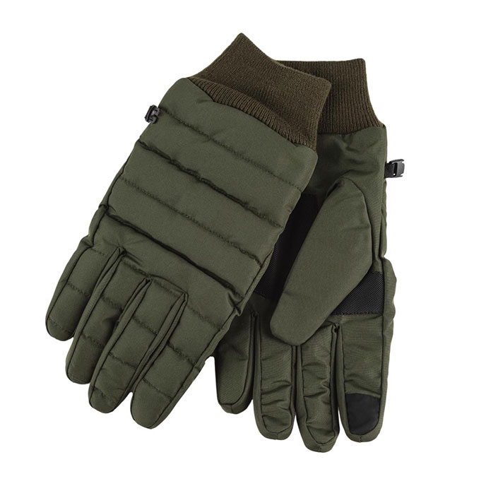 Isotoner Mens Water Repellent Padded Glove with Ribbed Cuff Khaki