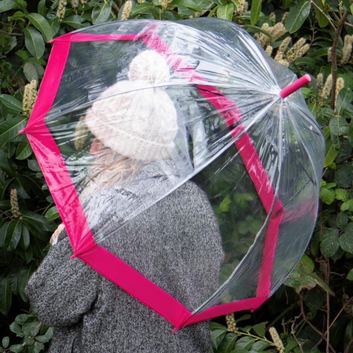 totes® Clear PVC Dome Umbrella Pink 