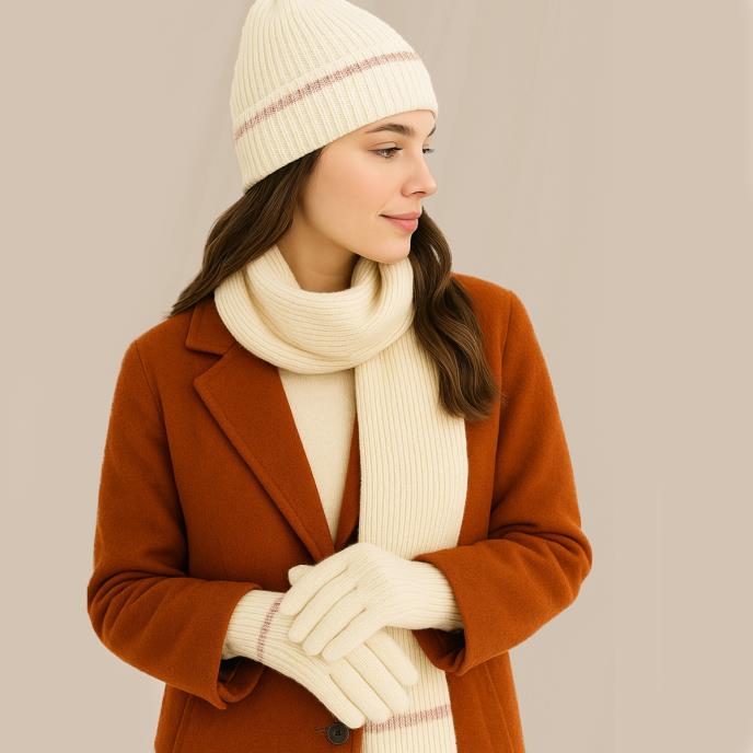 totes toasties® Ladies Knitted Hat Scarf & Glove Gift Set Oat