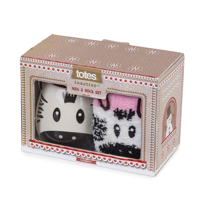 totes Ladies Zebra Mug & Socks Gift Set totes ISOTONER