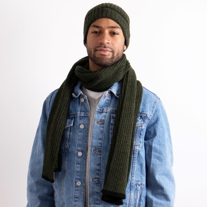 Totes Toasties Hat & Scarf Set Mens Khaki