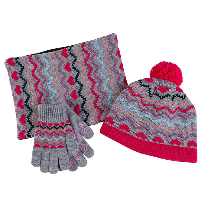 totes Girls Knitted Hat, Glove and Snood Set Pink Mix