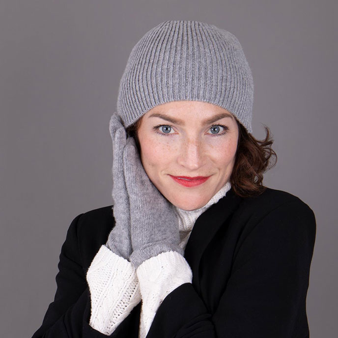 totes Ladies Cashmere Blend Hat & Glove Gift Set Grey