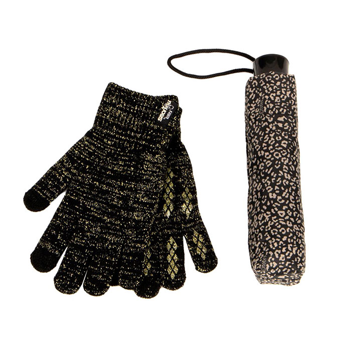 totes Supermini Animal Print & Lurex Knit Glove Gift Set (3 Section)