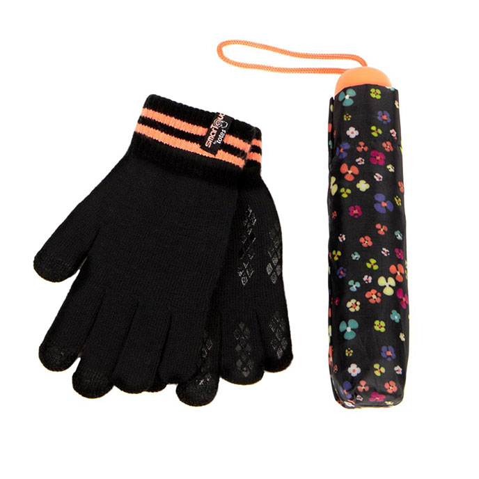 totes Supermini Bright Floral Print & Knit Glove Gift Set (3 Section)