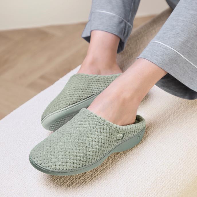 Isotoner® Ladies Popcorn Terry Mule Slipper Sage