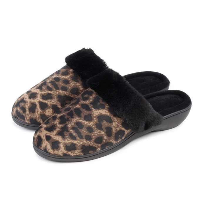 black fur mule slippers