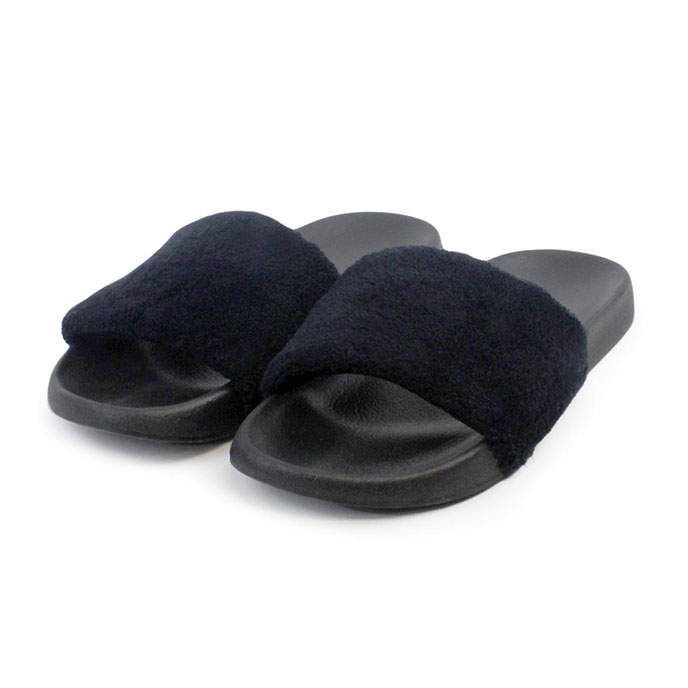 black fur sliders
