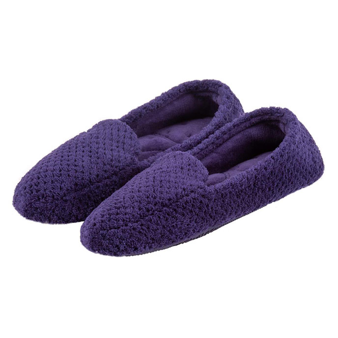 Isotoner Ladies Popcorn Moccasin Slippers Navy