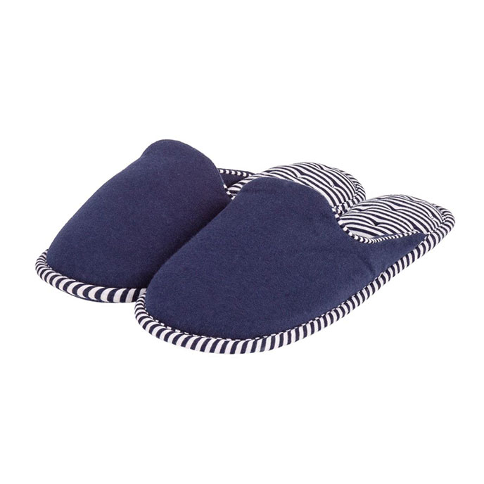 Isotoner Ladies Striped Mule Slippers Navy