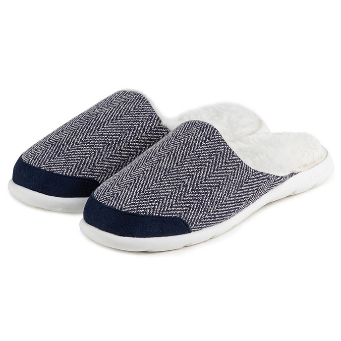 Isotoner Ladies Iso-Flex Herringbone Mule Slipper Navy