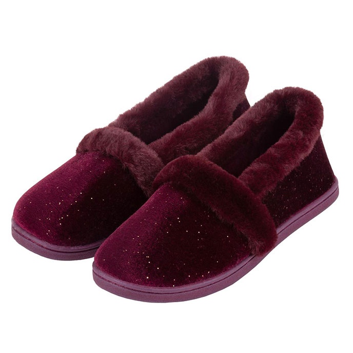 Isotoner Ladies Sparkle Velour Full Back Slipper totes ISOTONER