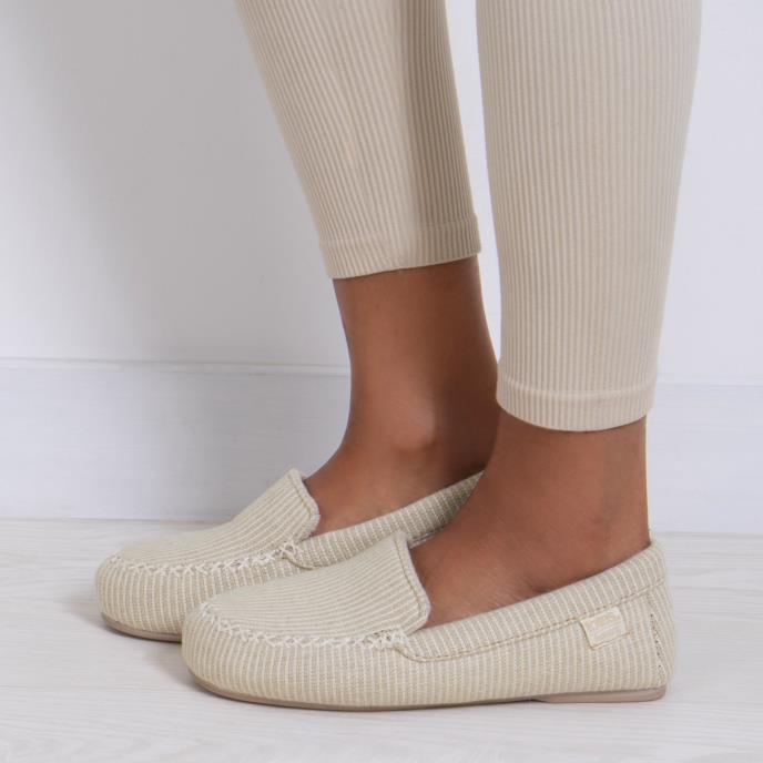 Isotoner Ladies Textured Moccasin Slipper Beige