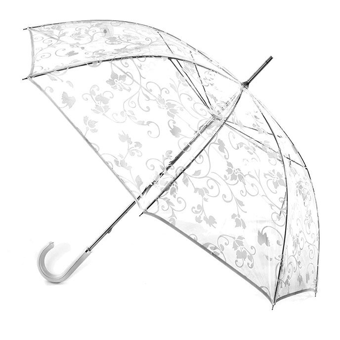totes Clear with White Floral Scroll Walker Umbrella  