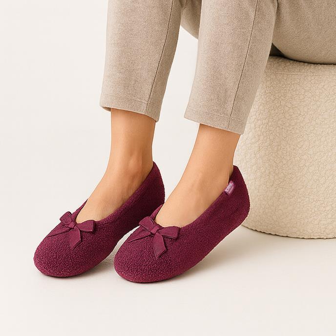 Isotoner® Ladies Terry Ballerina Slippers Burgundy