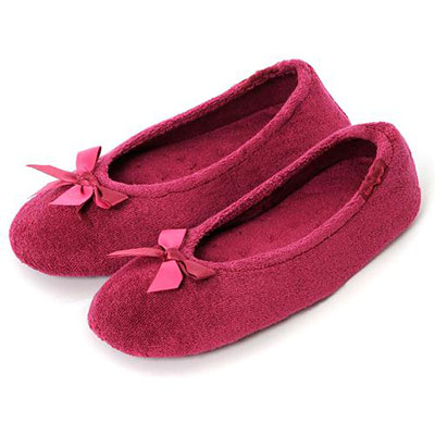 Isotoner® Ladies Terry Ballerina Slippers Burgundy