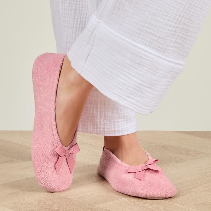 Isotoner® Ladies Terry Ballerina Slippers Pastel Pink