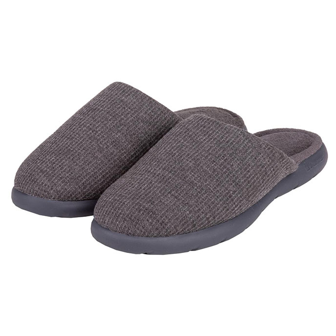 Isotoner Mens iso-flex Waffle Mule Slippers Grey