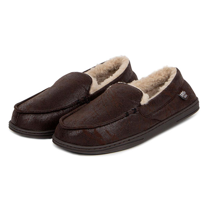 Isotoner Mens Distressed Moccasin With Check Sock Slipper totes ISOTONER