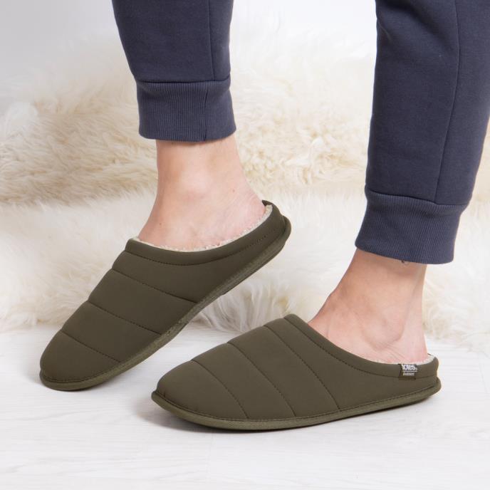 Isotoner® Mens Sport Quilted Mule Slipper With Cosy Lining Khaki