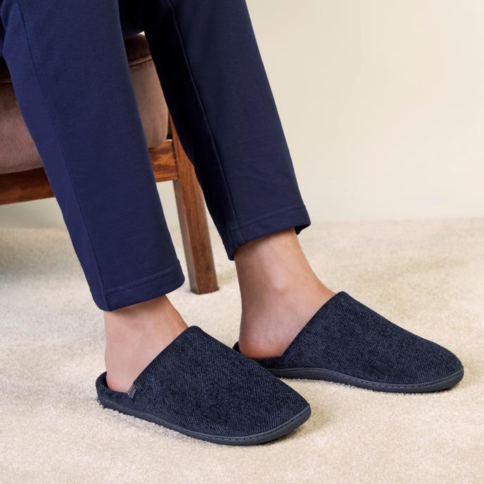 Isotoner® Mens Soft Cord Mule Slipper Navy