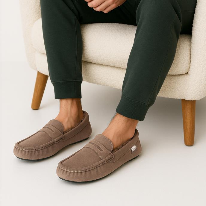 Isotoner® Mens Suede Moccasin With Water Repellency Sand