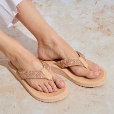 totes® Ladies Beaded Wedge Flip Flop