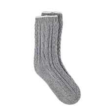 totes Ladies Cashmere Blend Slouch Bed Socks with Cable Knit Detail 