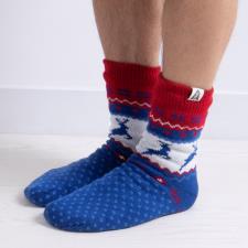 totes Mens Sherpa Lined Fair Isle Slipper Socks