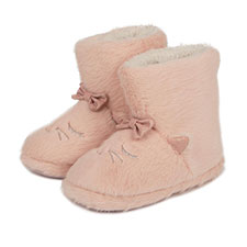 totes Kids Fur Cat Bootie Slippers