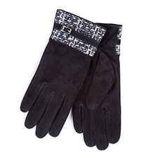 Isotoner Ladies Suede Gloves with Buckle Woven Cuff