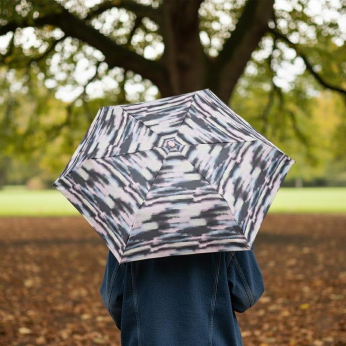 totes® Compact Flat Striped Clouds Print Umbrella