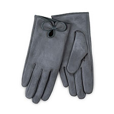 Isotoner Ladies Faux Suede Gloves with Bow Grey