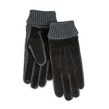 Isotoner&#174; Mens Smartouch Suede and Knit Gloves Black