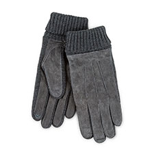 Isotoner Mens Smartouch Suede and Knit Gloves