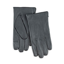 Isotoner&#174; Mens Smartouch Water Repellent 3 Point Leather Gloves  Grey