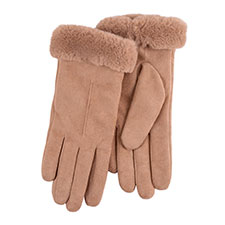 Isotoner Ladies Faux Suede Glove with Faux Fur Cuff