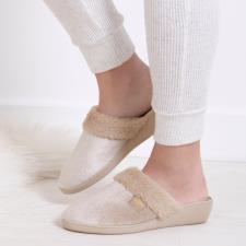 Isotoner® Ladies Sparkle Velour Heeled Mule