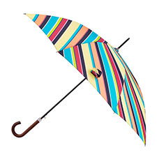 totes Auto Walker Wood Handle Diagonal Stripe Print Umbrella