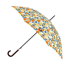 totes Auto Walker Wood Handle Oranges & Lemons Print Umbrella