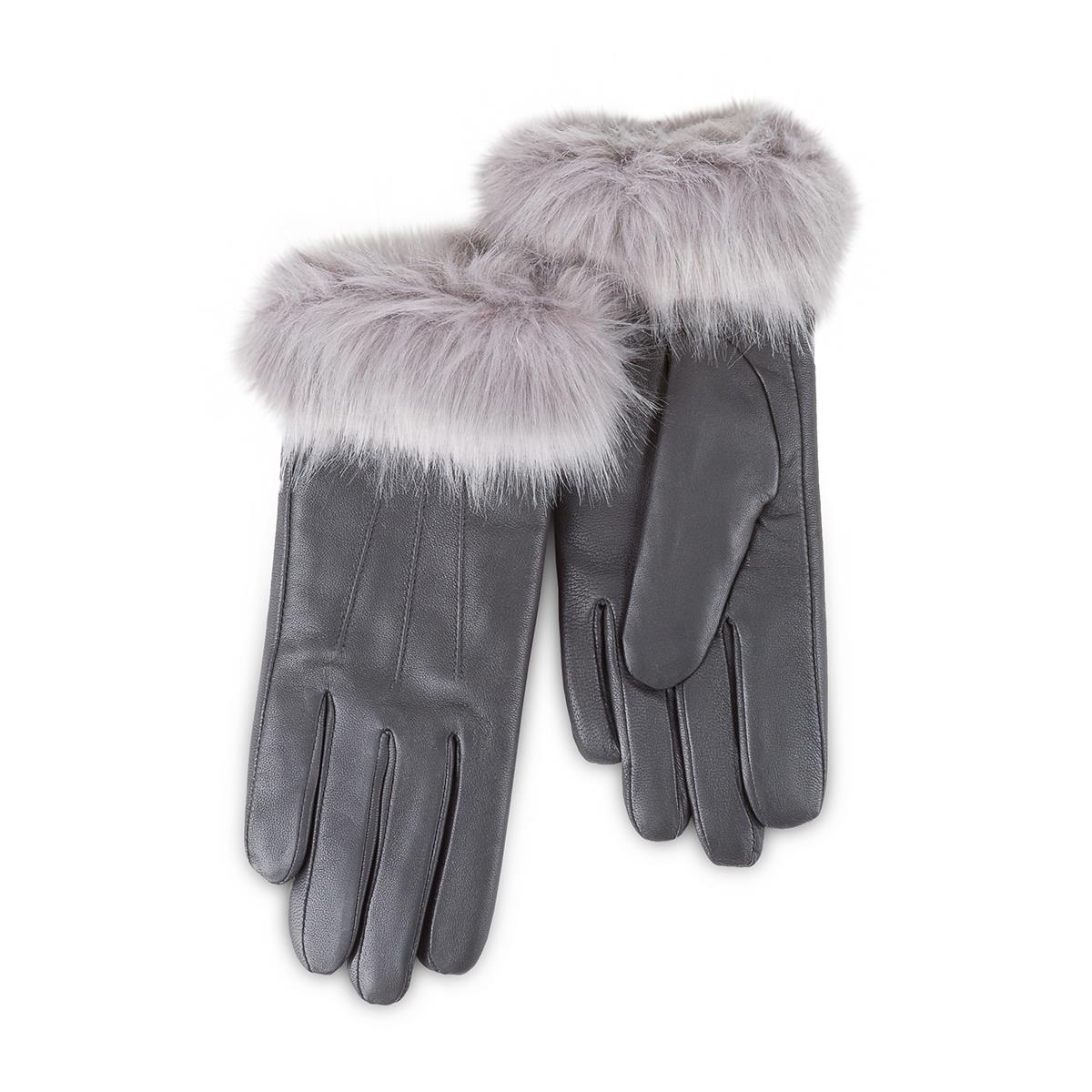 Isotoner Ladies Luxury Leather Gloves with Faux Fur Cuff eBay